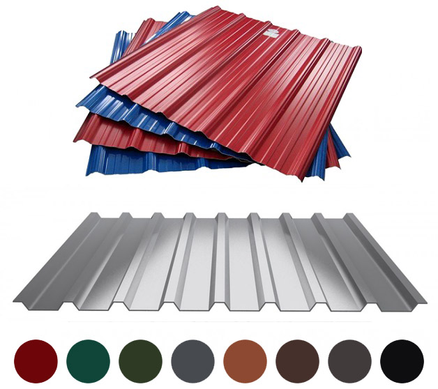 Профнастил покрівельний товщ. 0.9мм, хвиля 20мм, сталь S250GD цинк Z225, поліестер (PE) 25мкм, колір RAL, глянець